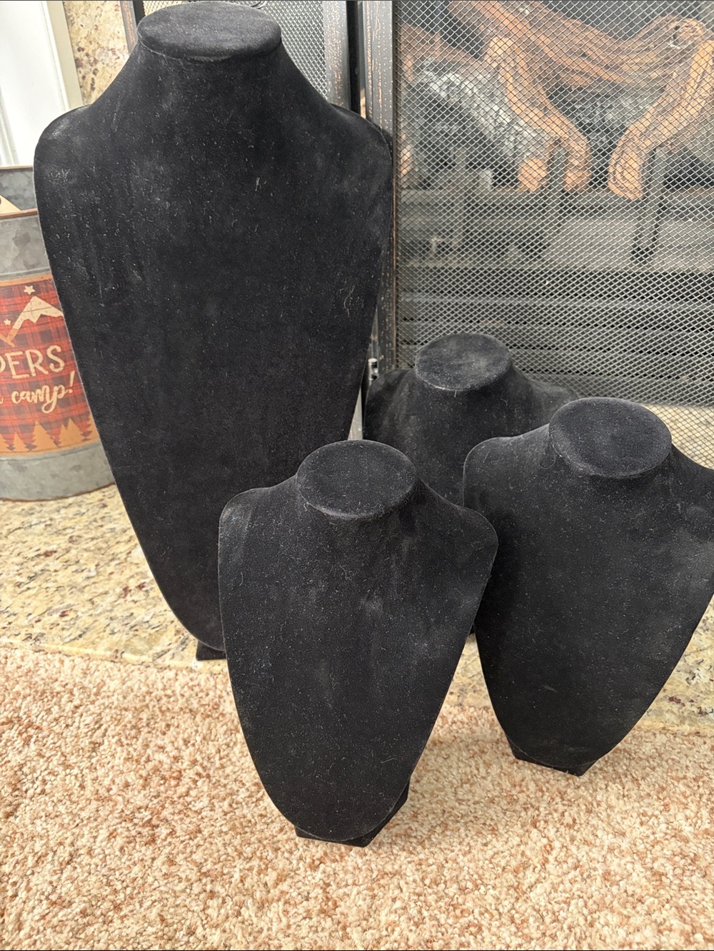 Black Velvet Necklace Display Busts - Set of 4